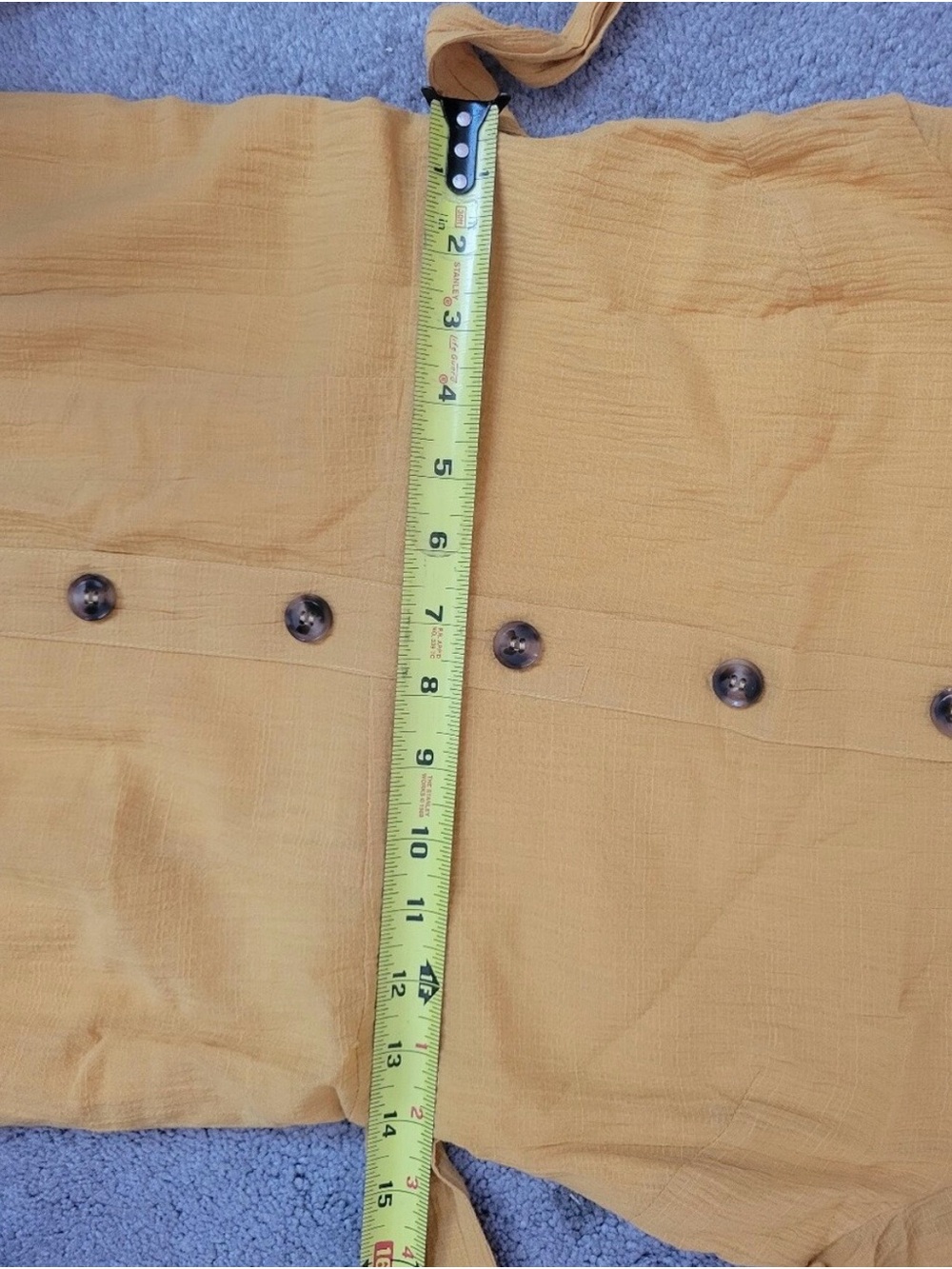 NWT Lulus Golden Yellow Cotton Button Front Flutter Sleeve Jumpsuit XS Fits S - Picture 9 of 10